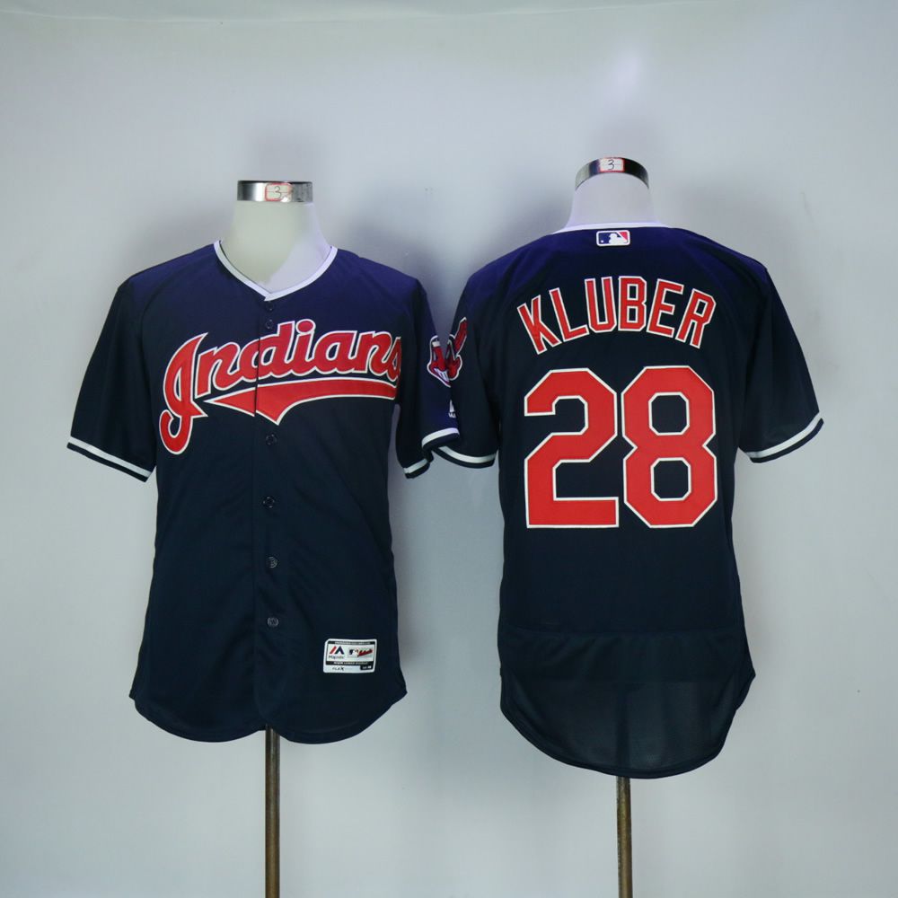 Men Cleveland Indians #28 Kluber Blue MLB Jerseys